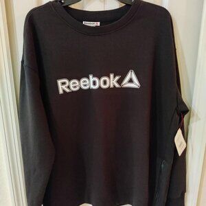 Reebok Women's Black Long Sleeve Logo Crew Sweatshirt Size XL NWT